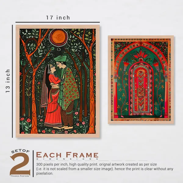 ARTELLY_Madhubani_Paintings_For_Wall_Decoration_-_Framed_Traditional_Painting_For_Living_Room_Bedroom_-_Pichwai_Frames_For_Wall_Decor_(Set_of_6)_(Indian_Art_6)