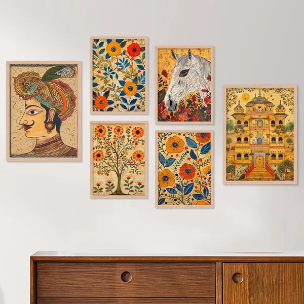 ARTELLY_Madhubani_Paintings_For_Wall_Decoration_-_Framed_Traditional_Painting_For_Living_Room_Bedroom_-_Pichwai_Frames_For_Wall_Decor_(Set_of_6)_(Indian_Art_3)