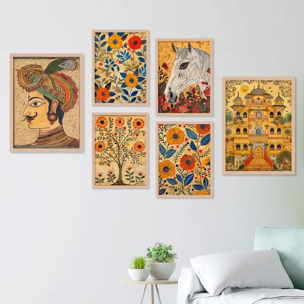 ARTELLY_Madhubani_Paintings_For_Wall_Decoration_-_Framed_Traditional_Painting_For_Living_Room_Bedroom_-_Pichwai_Frames_For_Wall_Decor_(Set_of_6)_(Indian_Art_3)