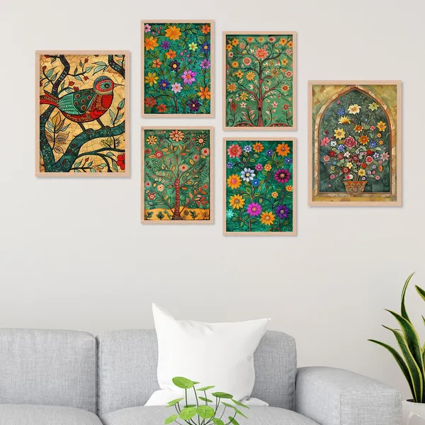 ARTELLY_Madhubani_Paintings_For_Wall_Decoration_-_Framed_Traditional_Painting_For_Living_Room_Bedroom_-_Pichwai_Frames_For_Wall_Decor_(Set_of_6)_(Indian_Art_9)