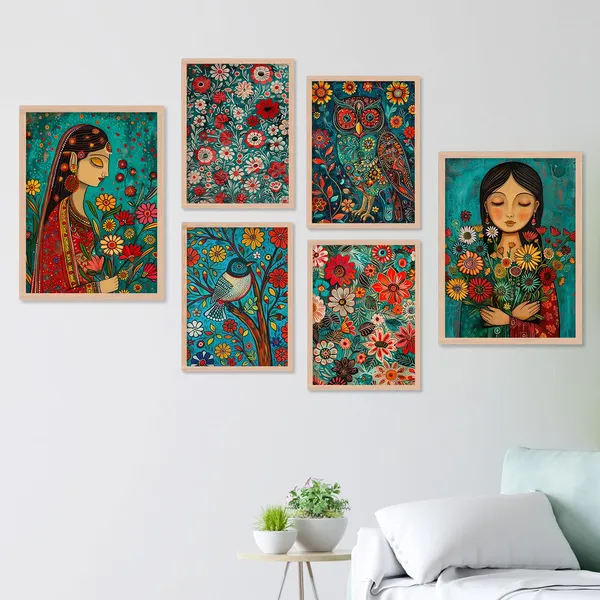 ARTELLY_Madhubani_Paintings_For_Wall_Decoration_-_Framed_Traditional_Painting_For_Living_Room_Bedroom_-_Pichwai_Frames_For_Wall_Decor_(Set_of_6)_(Indian_Art_7)