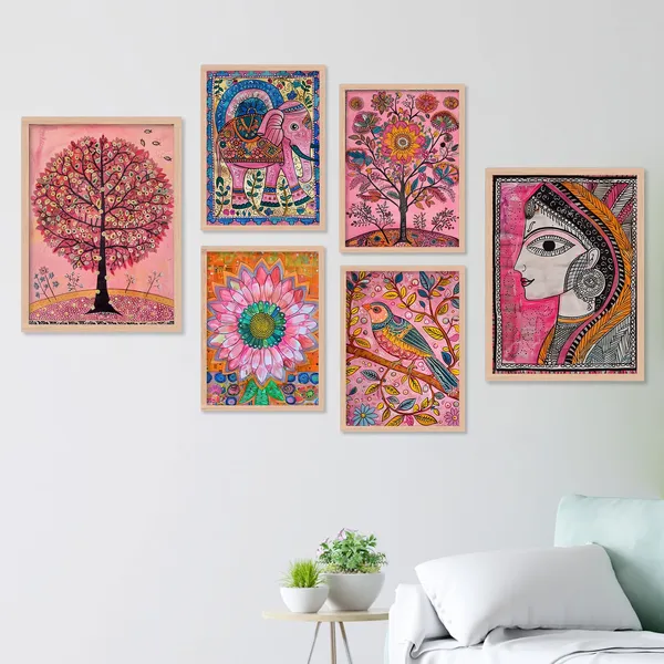 ARTELLY_Madhubani_Paintings_For_Wall_Decoration_-_Framed_Traditional_Painting_For_Living_Room_Bedroom_-_Pichwai_Frames_For_Wall_Decor_(Set_of_6)_(Indian_Art_5)