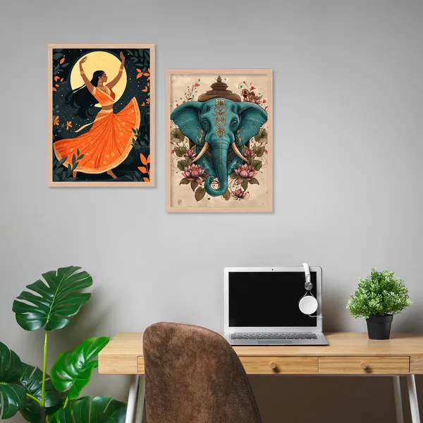 ARTELLY_Premium_Digital_Madhubani_Paintings_with_Frame_-_Traditional_Pichwai_Indian_Art_-_6_Pack_(Art_3,_10_inch_x_13_inch)_for_Living_Room,_Bedroom,_Office_Room_Decor