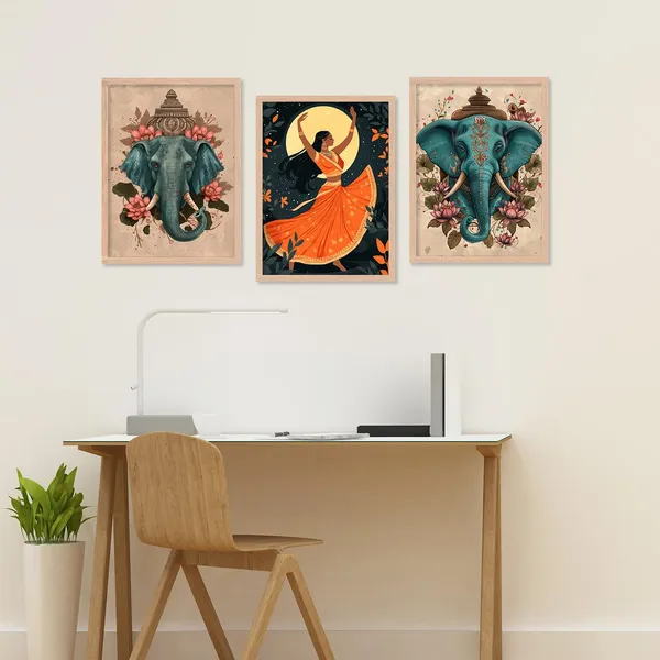 ARTELLY_Premium_Digital_Madhubani_Paintings_with_Frame_-_Traditional_Pichwai_Indian_Art_-_6_Pack_(Art_3,_10_inch_x_13_inch)_for_Living_Room,_Bedroom,_Office_Room_Decor