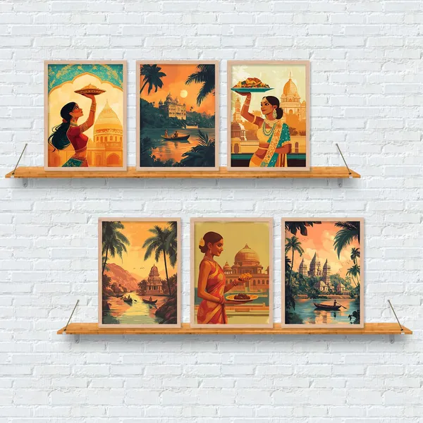 Artelly_Premium_Digital_Madhubani_Paintings_with_Frame_for_Living_Room_Bedroom_Office_Room_Decor_-_Traditional_Pichwai_Indian_Art_Painting_for_Home_Decor,_Framed_Painting_for_Wall_Decoration,_Pack_of_6_(Art_2,_10_inch_x_13_inch)