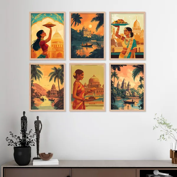 Artelly_Premium_Digital_Madhubani_Paintings_with_Frame_for_Living_Room_Bedroom_Office_Room_Decor_-_Traditional_Pichwai_Indian_Art_Painting_for_Home_Decor,_Framed_Painting_for_Wall_Decoration,_Pack_of_6_(Art_2,_10_inch_x_13_inch)