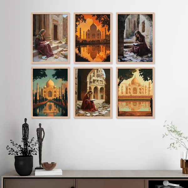 Artelly_Premium_Digital_Madhubani_Paintings_with_Frame_for_Living_Room_Bedroom_Office_Room_Decor_-_Traditional_Pichwai_Indian_Art_Painting_for_Home_Decor,_Framed_Painting_for_Wall_Decoration,_Pack_of_6_(Art_6,_10_inch_x_13_inch)
