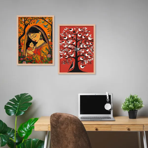 Artelly_Premium_Digital_Madhubani_Paintings_with_Frame_for_Living_Room_Bedroom_Office_Room_Decor_-_Traditional_Pichwai_Indian_Art_Painting_for_Home_Decor,_Framed_Painting_for_Wall_Decoration,_Pack_of_6_(Art_5,_10_inch_x_13_inch)