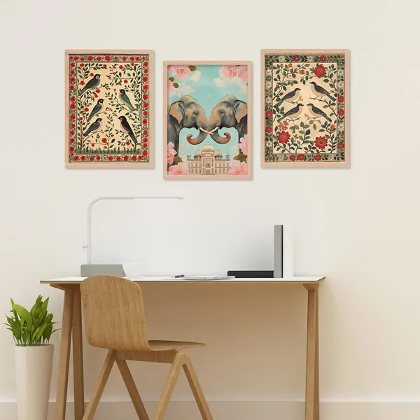 ARTELLY_Madhubani_Paintings_with_Frame_for_Living_Room_Bedroom_Office_Room_Decor_-_Traditional_Pichwai_Art,_Framed_Painting_for_Wall_Decoration,_Pack_of_6_(Art_7,_10_inch_x_13_inch)