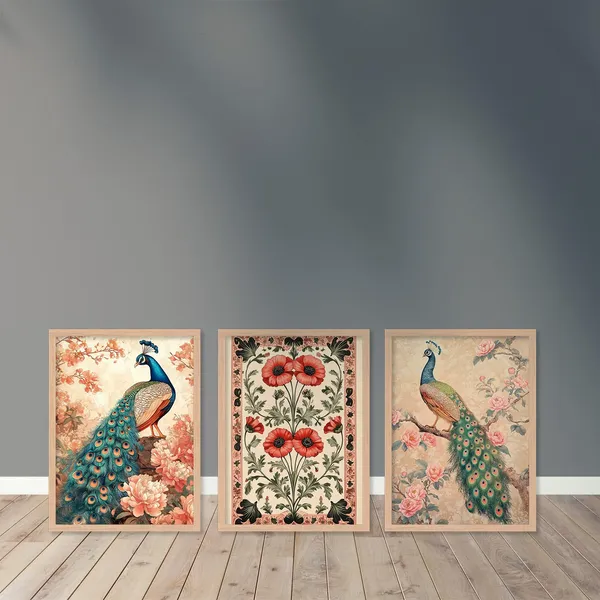 ARTELLY_Madhubani_Paintings_with_Frame_for_Living_Room_Bedroom_Office_Room_Decor_-_Traditional_Pichwai_Art,_Framed_Painting_for_Wall_Decoration,_Pack_of_6_(Art_7,_10_inch_x_13_inch)