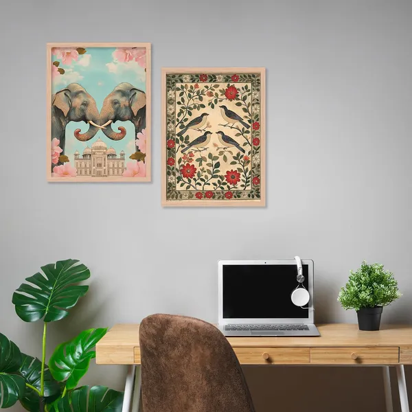 ARTELLY_Madhubani_Paintings_with_Frame_for_Living_Room_Bedroom_Office_Room_Decor_-_Traditional_Pichwai_Art,_Framed_Painting_for_Wall_Decoration,_Pack_of_6_(Art_7,_10_inch_x_13_inch)