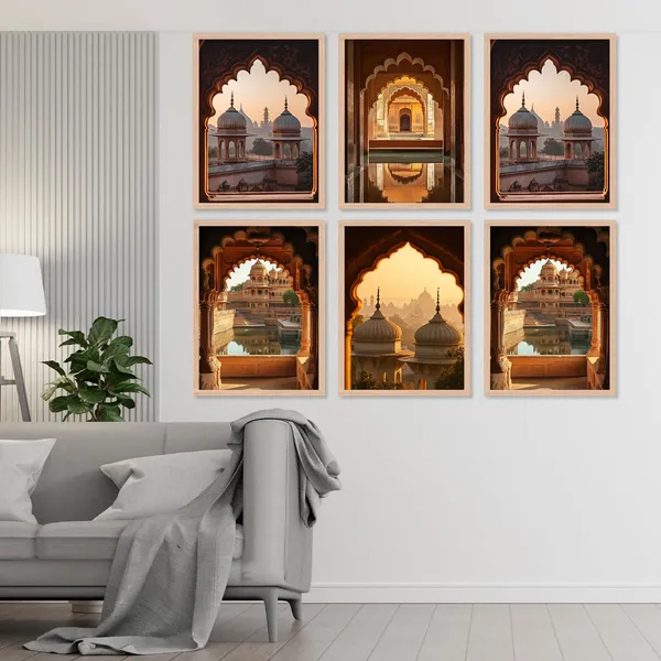 Artelly_Premium_Digital_Madhubani_Paintings_with_Frame_for_Living_Room_Bedroom_Office_Room_Decor_-_Traditional_Pichwai_Indian_Art_Painting_for_Home_Decor,_Framed_Painting_for_Wall_Decoration,_Pack_of_6_(Art_8,_10_inch_x_13_inch)