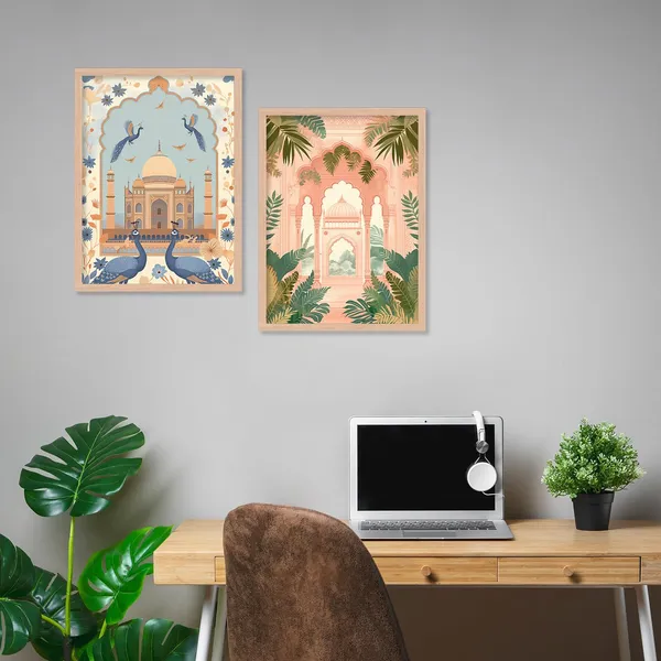 ARTELLY_Madhubani_Paintings_with_Frame_for_Living_Room_Bedroom_Office_Room_Decor_-_Traditional_Pichwai_Indian_Art,_Framed_Painting_for_Wall_Decoration,_Pack_of_6_(Art_1,_10_inch_x_13_inch)