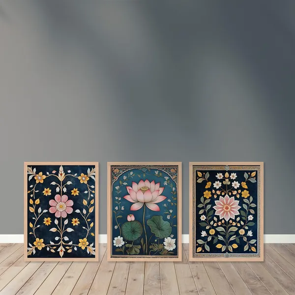 ARTELLY_Premium_Digital_Madhubani_Paintings_with_Frame_-_Traditional_Pichwai_Indian_Art_-_6_Pack_(Art_9,_10_inch_x_13_inch)_for_Living_Room,_Bedroom,_Office_Room_Decor