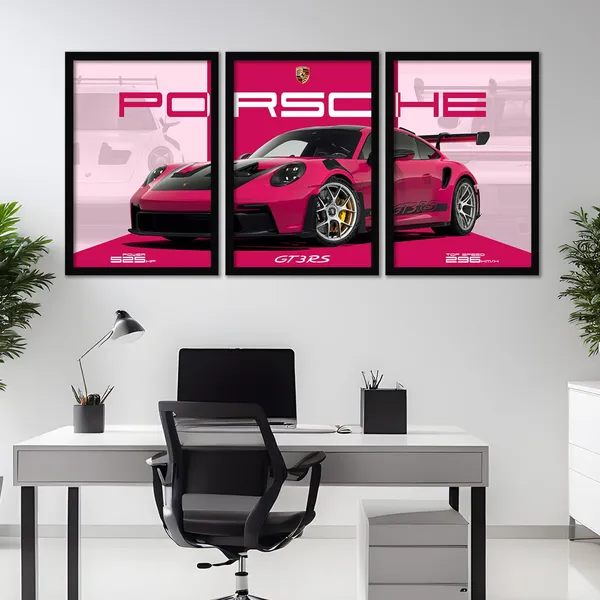 ARTELLY_Big_Porsche_911_GT3rs_Sports_Car_Framed_Wall_Posters,_Set_of_3,_Premium_Framed_Painting,_Living_Room_Bedroom_Decoration,_Large_Size_Gift_Item_for_Boys_Room_Decor_(Porsche_3,_13x19_inch)