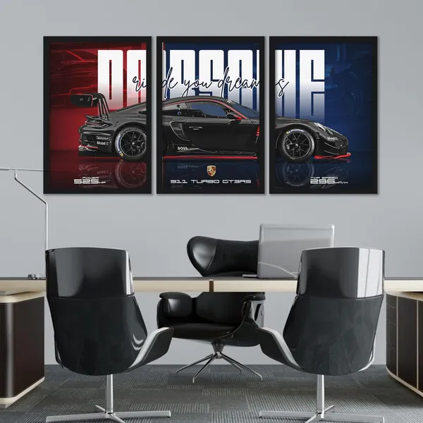 ARTELLY_Big_Porsche_911_GT3rs_Sports_Car_Framed_Wall_Posters,_Set_of_3,_Premium_Framed_Painting,_Living_Room_Bedroom_Decoration,_Large_Size_Gift_Item_for_Boys_Room_Decor_(Porsche_4,_13x19_inch)