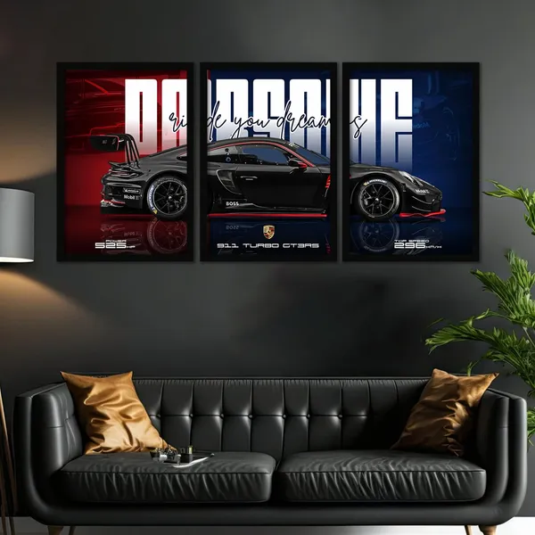 ARTELLY_Big_Porsche_911_GT3rs_Sports_Car_Framed_Wall_Posters,_Set_of_3,_Premium_Framed_Painting,_Living_Room_Bedroom_Decoration,_Large_Size_Gift_Item_for_Boys_Room_Decor_(Porsche_4,_13x19_inch)