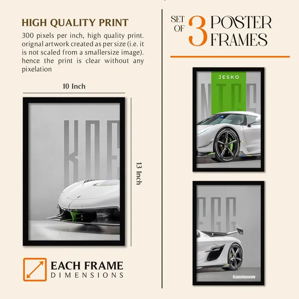 ARTELLY_Big_Koinegsegg_Cars_Framed_Posters_For_Wall_Decoration,_Bedroom,_Living_Room,_Gift_Item_For_Boys_|_Set_of_3_Painting_Frame_(Jesko,_10x13_inch)
