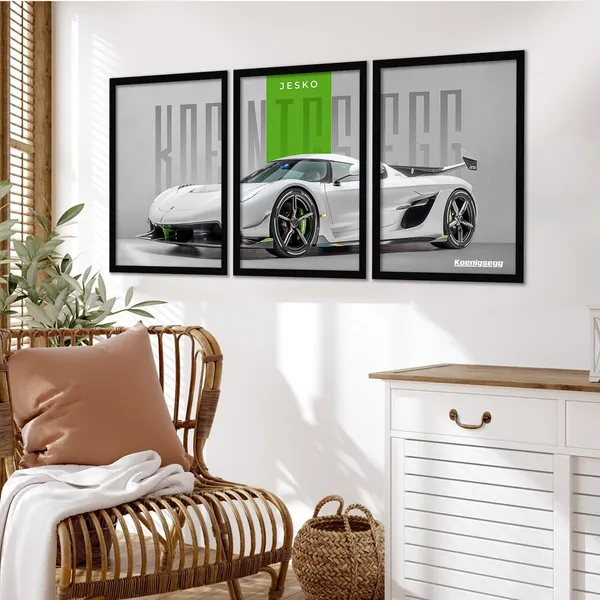 ARTELLY_Big_Koinegsegg_Cars_Framed_Posters_For_Wall_Decoration,_Bedroom,_Living_Room,_Gift_Item_For_Boys_|_Set_of_3_Painting_Frame_(Jesko,_10x13_inch)