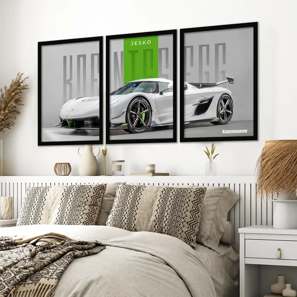 ARTELLY_Big_Koinegsegg_Cars_Framed_Posters_For_Wall_Decoration,_Bedroom,_Living_Room,_Gift_Item_For_Boys_|_Set_of_3_Painting_Frame_(Jesko,_10x13_inch)