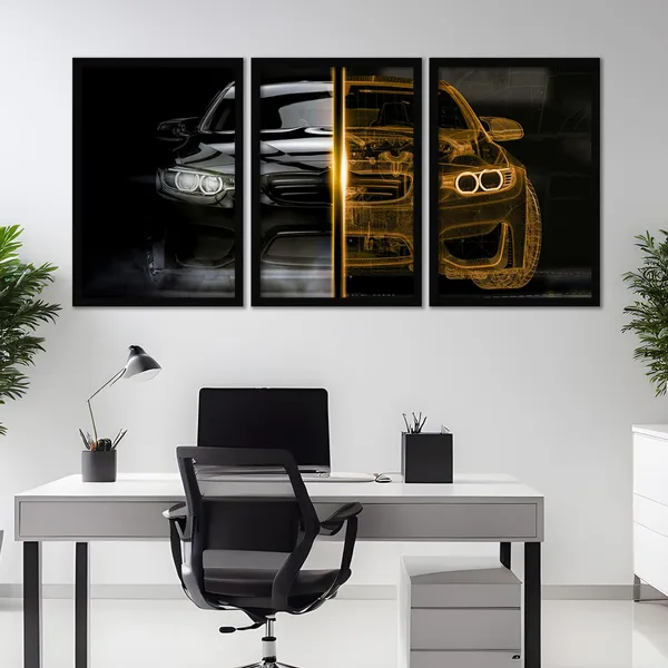 ARTELLY_Big_BMW_Car_Framed_Posters_For_Wall_Decoration,_Bedroom,_Living_Room,_Gift_Item_For_Boys_|_Set_of_3_Painting_Frame_(BMW,_10x13_inch)