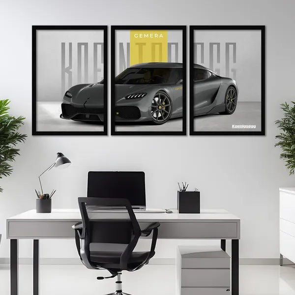 ARTELLY_Big_Koinegsegg_Cars_Framed_Posters_For_Wall_Decoration,_Bedroom,_Living_Room,_Gift_Item_For_Boys_|_Set_of_3_Painting_Frame_(Gemera,_10x13_inch)