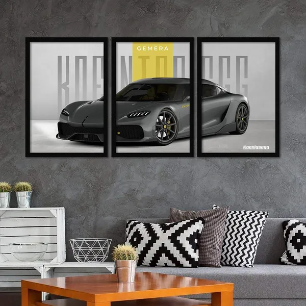ARTELLY_Big_Koinegsegg_Cars_Framed_Posters_For_Wall_Decoration,_Bedroom,_Living_Room,_Gift_Item_For_Boys_|_Set_of_3_Painting_Frame_(Gemera,_10x13_inch)