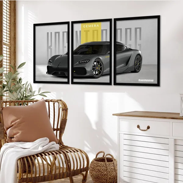 ARTELLY_Big_Koinegsegg_Cars_Framed_Posters_For_Wall_Decoration,_Bedroom,_Living_Room,_Gift_Item_For_Boys_|_Set_of_3_Painting_Frame_(Gemera,_10x13_inch)
