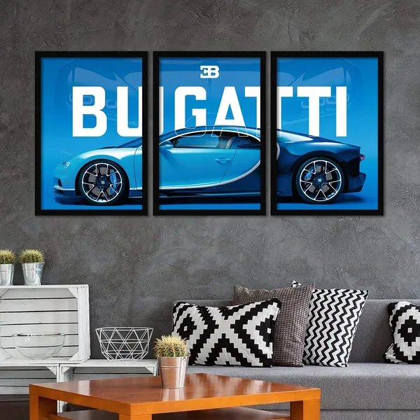 ARTELLY_Big_Bugatti_Cars_Framed_Posters_For_Wall_Decoration,_Bedroom,_Living_Room,_Gift_Item_For_Boys_|_Set_of_3_Painting_Frame_(Buggati_Chiron,_10x13_inch)