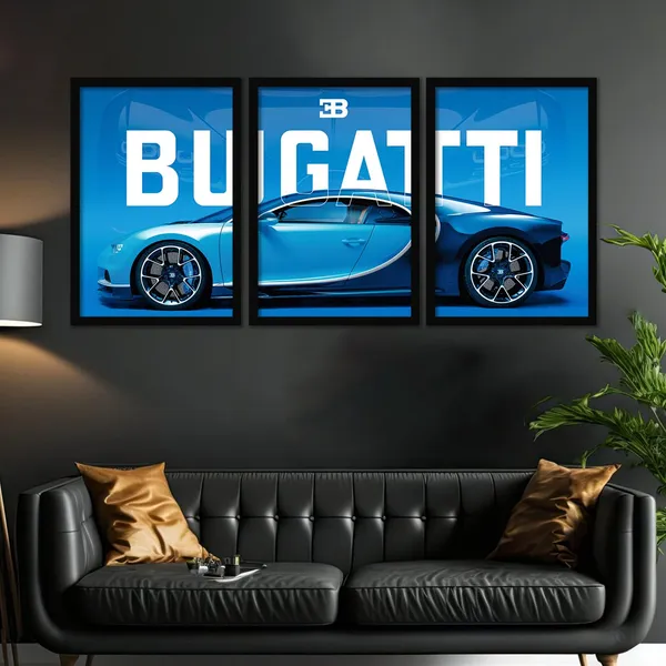 ARTELLY_Big_Bugatti_Cars_Framed_Posters_For_Wall_Decoration,_Bedroom,_Living_Room,_Gift_Item_For_Boys_|_Set_of_3_Painting_Frame_(Buggati_Chiron,_10x13_inch)