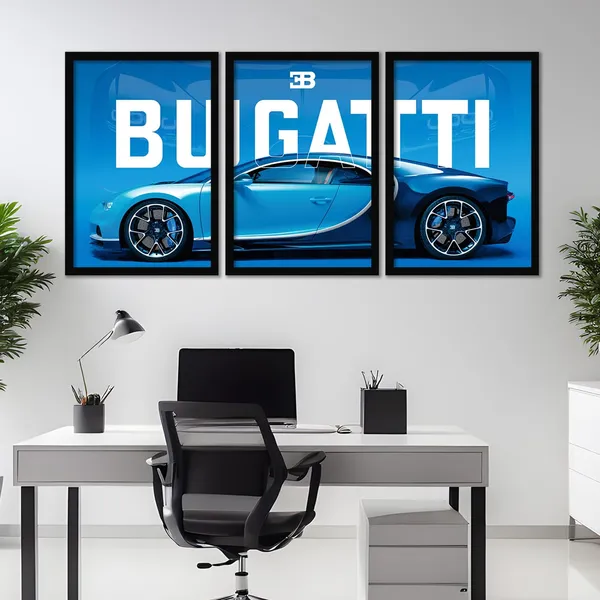 ARTELLY_Big_Bugatti_Cars_Framed_Posters_For_Wall_Decoration,_Bedroom,_Living_Room,_Gift_Item_For_Boys_|_Set_of_3_Painting_Frame_(Buggati_Chiron,_10x13_inch)
