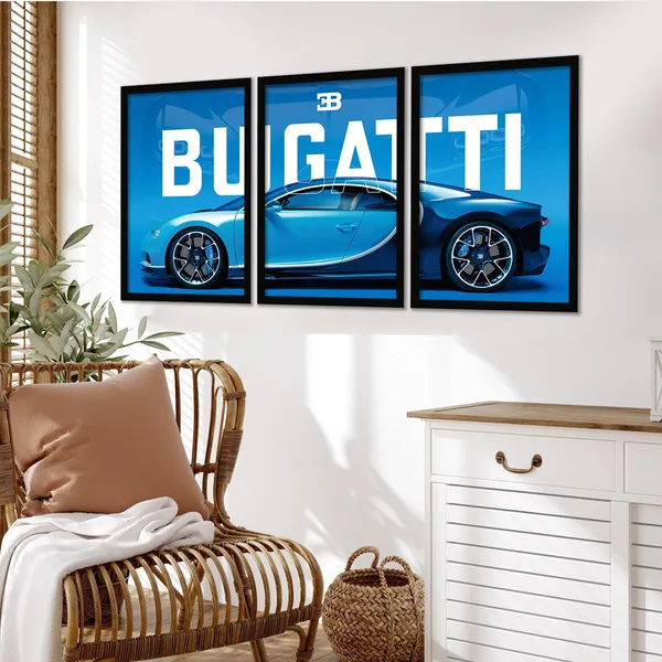 ARTELLY_Big_Bugatti_Cars_Framed_Posters_For_Wall_Decoration,_Bedroom,_Living_Room,_Gift_Item_For_Boys_|_Set_of_3_Painting_Frame_(Buggati_Chiron,_10x13_inch)