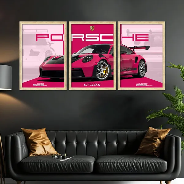 ARTELLY_Big_Porsche_Cars_Framed_Posters_For_Wall_Decoration,_Bedroom,_Living_Room,_Office,_Gift_Item_For_Boys_Decor_|_Set_of_3_Painting_(Porsche_3,_13x19_inch)