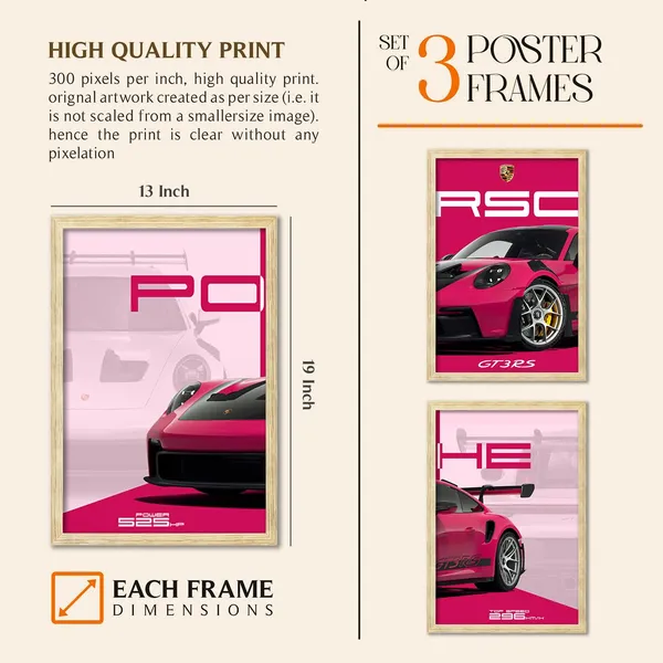ARTELLY_Big_Porsche_Cars_Framed_Posters_For_Wall_Decoration,_Bedroom,_Living_Room,_Office,_Gift_Item_For_Boys_Decor_|_Set_of_3_Painting_(Porsche_3,_13x19_inch)