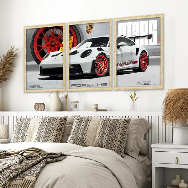 ARTELLY_Big_Porsche_Cars_Framed_Posters_For_Wall_Decoration,_Bedroom,_Living_Room,_Office,_Gift_Item_For_Boys_Decor_|_Set_of_3_Painting_(Porsche_6,_13x19_inch)