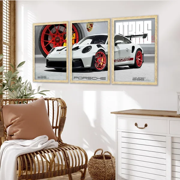 ARTELLY_Big_Porsche_Cars_Framed_Posters_For_Wall_Decoration,_Bedroom,_Living_Room,_Office,_Gift_Item_For_Boys_Decor_|_Set_of_3_Painting_(Porsche_6,_13x19_inch)