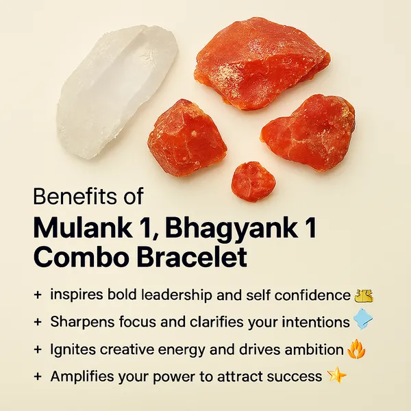 MULANK_1_BHAGYANK_1:_LEADERSHIP_&_GROUNDING_POWER_BRACELET�|_CLEAR_QUARTZ_&_CARNELIAN_DUO_FOR_UNSTOPPABLE_DRIVE