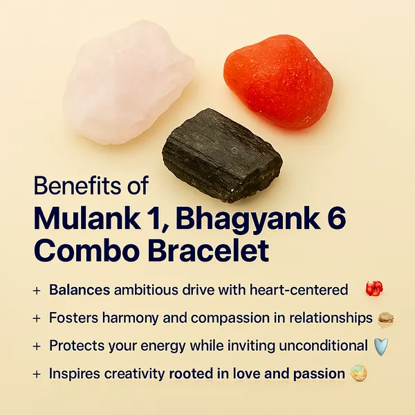 MULANK_1_BHAGYANK_6:_LOVE_&_EMOTIONAL_BALANCE_BRACELET�|_ROSE_QUARTZ,_BLACK_TOURMALINE_&_CARNELIAN_TRIO