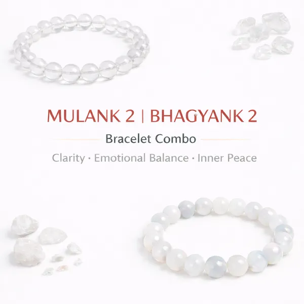 MULANK_2_BHAGYANK_2:_INTUITION_AMPLIFIER_&_MOOD_BALANCE_BRACELET�|_CLEAR_QUARTZ_&_MOONSTONE_DUO