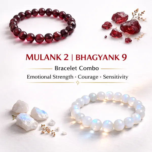 MULANK_2_BHAGYANK_9:_SENSITIVE_PASSION_&_BALANCE_BRACELET�|_GARNET_&_MOONSTONE_DUO