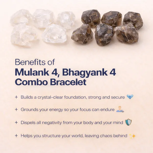 MULANK_4_BHAGYANK_4:_GROUNDING_&_MENTAL_CLARITY_BRACELET�|_CLEAR_QUARTZ_&_SMOKY_QUARTZ_DUO