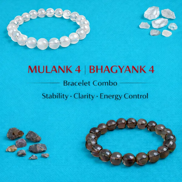 MULANK_4_BHAGYANK_4:_GROUNDING_&_MENTAL_CLARITY_BRACELET�|_CLEAR_QUARTZ_&_SMOKY_QUARTZ_DUO