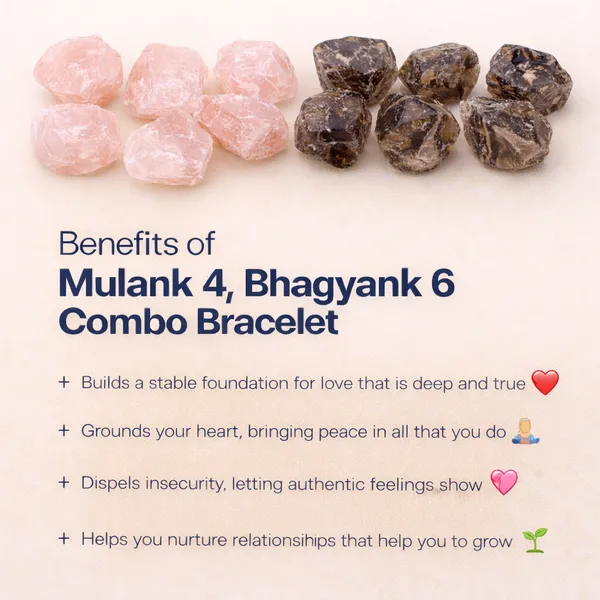 MULANK_4_BHAGYANK_6:_AUTHENTIC_HEART_&_SWEET_PROTECTION_BRACELET�|_ROSE_QUARTZ_&_SMOKY_QUARTZ_DUO