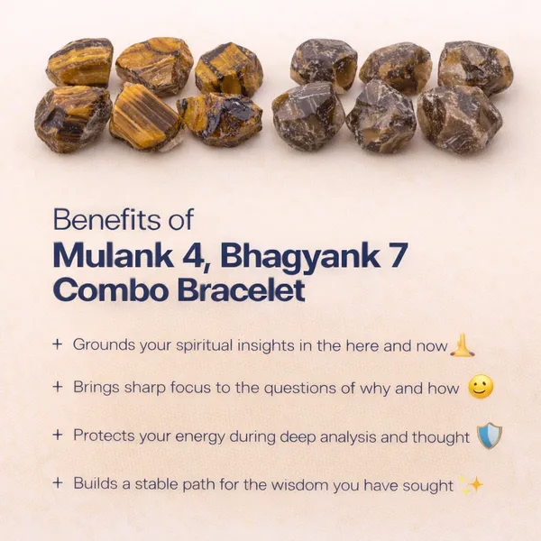 MULANK_4_BHAGYANK_7:_KARMIC_BALANCE_&_INSIGHT_BRACELET�|_TIGER_EYE_&_SMOKY_QUARTZ_DUO