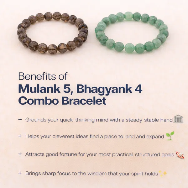 MULANK_5_BHAGYANK_4:_SHARP_INNOVATION_&_STRATEGY_BRACELET�|_SMOKY_QUARTZ_&_GREEN_AVENTURINE_DUO