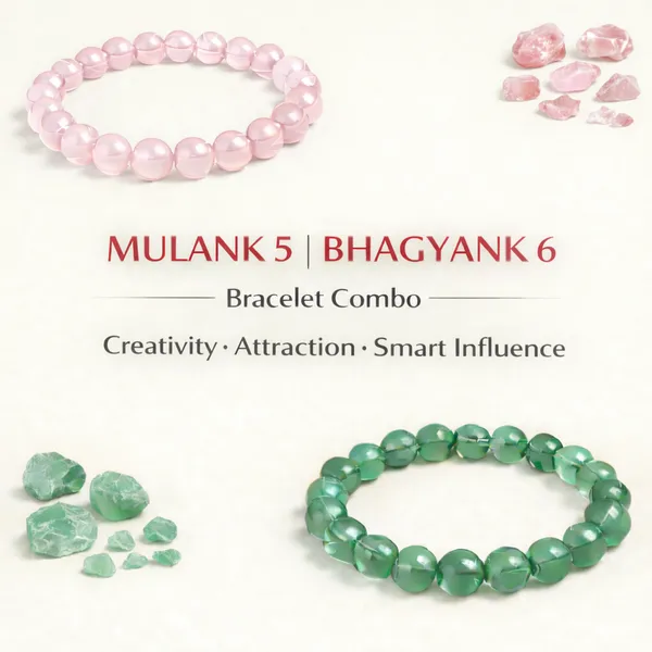 MULANK_5_BHAGYANK_6:_CHARMING_&_CLEVER_SUCCESS_BRACELET�|_ROSE_QUARTZ_&_GREEN_AVENTURINE_DUO