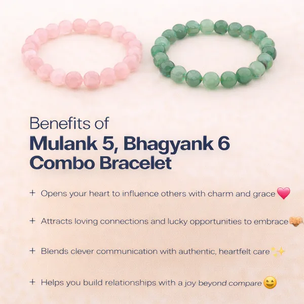 MULANK_5_BHAGYANK_6:_CHARMING_&_CLEVER_SUCCESS_BRACELET�|_ROSE_QUARTZ_&_GREEN_AVENTURINE_DUO