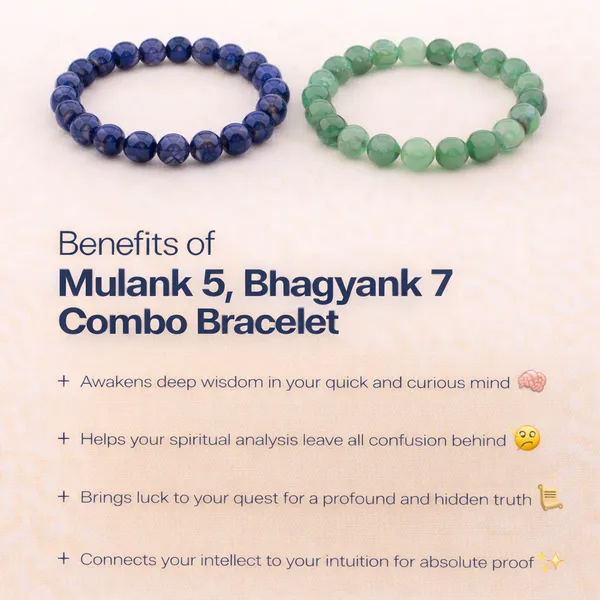 MULANK_5_BHAGYANK_7:_LOGICAL_INSIGHT_&_WISDOM_BRACELET�|_LAPIS_LAZULI_&_GREEN_AVENTURINE_DUO