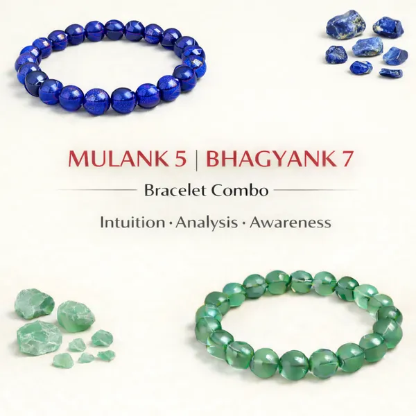 MULANK_5_BHAGYANK_7:_LOGICAL_INSIGHT_&_WISDOM_BRACELET�|_LAPIS_LAZULI_&_GREEN_AVENTURINE_DUO
