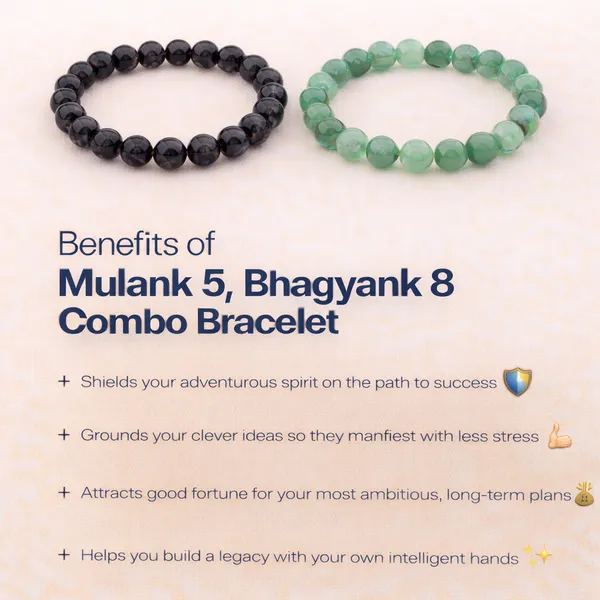 MULANK_5_BHAGYANK_8:_SMART,_DISCIPLINED_PLANNING_BRACELET�|_BLACK_TOURMALINE_&_GREEN_AVENTURINE_DUO